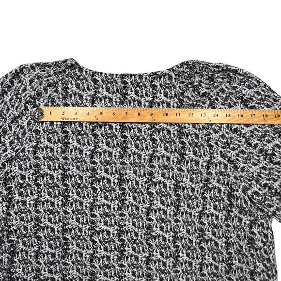 Faded Glory Abstract Print Blouse Top Raglan Style 3/4 Sleeves Black White 3X - Picture 8 of 11